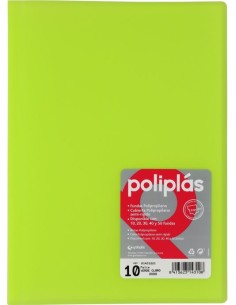 CARPETA Fº 10 FUNDAS SOLDADAS TRANSLUCIDAS VERDE CLARO